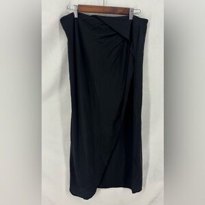 Vince Black Draped Wrap Maxi Skirt Size 10 Elegant High Waist Side Zip